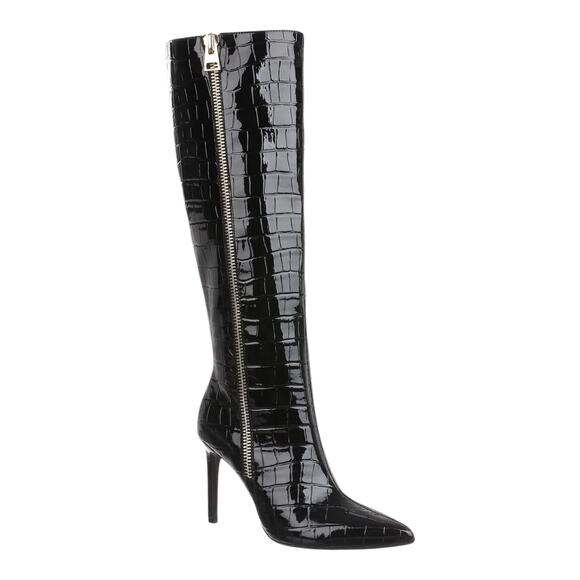 INC Women's Sabrinaa Zip Knee High Boots Black Croc Size 9 - Picture 1 of 5
